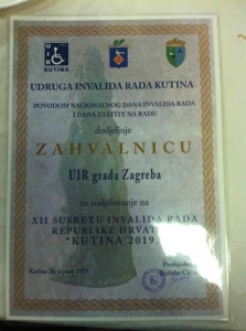 Suradnja, Udruga invalida rada Kutina 2019.